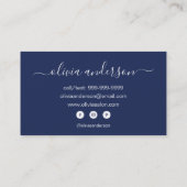 Navy Blue White Simple Hair Makeup Salon Visitenkarte (Rückseite)