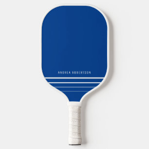 Navy Blue & White Simple Minimal Personalisiert Na Pickleball Schläger