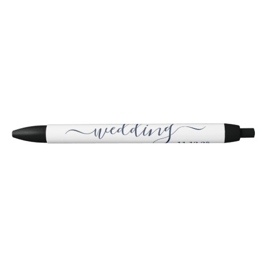 Navy Blue & White Simple Script-Gastgeschenk Hochz Kugelschreiber (Vorderseite)