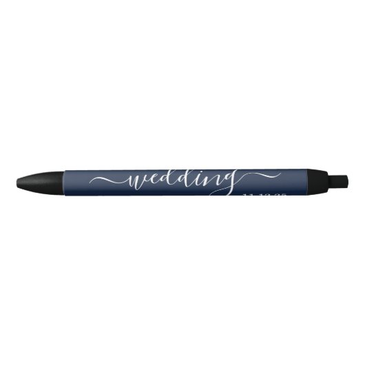 Navy Blue & White Simple Script-Gastgeschenk Hochz Kugelschreiber (Vorderseite)