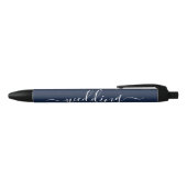 Navy Blue & White Simple Script-Gastgeschenk Hochz Kugelschreiber (Oberseite)