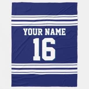Navy Blue White Sports Jersey Fleecedecke