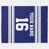 Navy Blue White Sports Jersey Fleecedecke (Vorderseite (Horizontal))