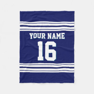 Navy Blue White Sports Jersey Fleecedecke