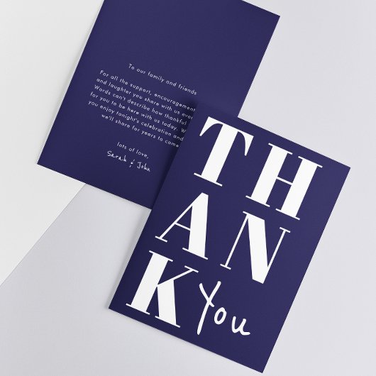 Navy Blue White Stilvoll Minimalistische fette Hoc Dankeskarte