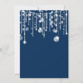 Navy Blue White String Lights Weihnachts-Party Einladung (Rückseite)