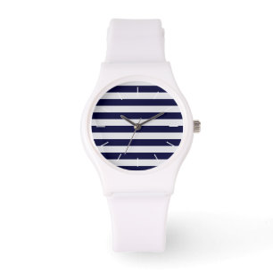 Navy Blue/White Stripe Armbanduhr