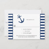 Navy Blue White Stripes Anchor Nautic Theme UAWG RSVP Karte (Vorderseite)
