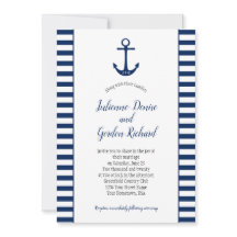 Navy Blue White Stripes Anchor Nautische Hochzeite