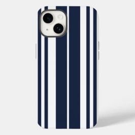 Navy Blue White Stripes Bold Case-Mate iPhone 14 Hülle