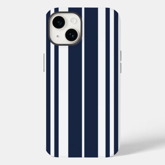 Navy Blue White Stripes Bold Case-Mate iPhone Hülle (Rückseite)