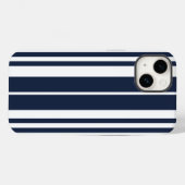Navy Blue White Stripes Bold Case-Mate iPhone Hülle (Rückseite (Horizontal))