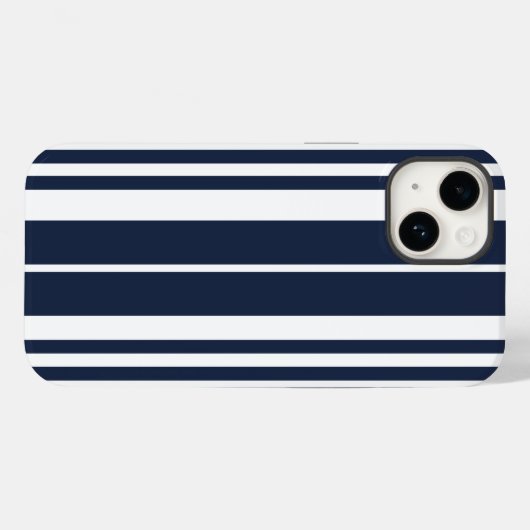 Navy Blue White Stripes Bold Case-Mate iPhone Hülle (Rückseite (Horizontal))