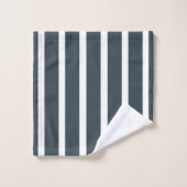Navy Blue White Stripes Muster Badhandtuch Set (Waschlappen)