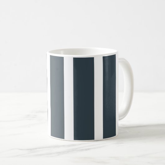 Navy Blue White Stripes Muster Kaffeetasse (VorderseiteRechts)