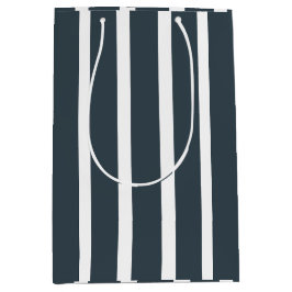 Navy Blue White Stripes Muster Mittlere Geschenktüte