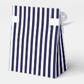 Navy Blue White Stripes Navy Label Monogram Geschenkschachtel (Rückseite)