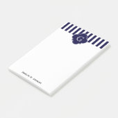 Navy Blue White Stripes Navy Label Monogram Post-it Klebezettel (angewinkelt)