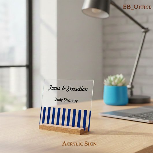 Navy Blue White Stripes Professional Motivational Acrylschild