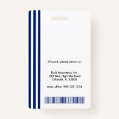 Navy Blue White Stripes | Professional Photo ID Ausweis (Rückseite)