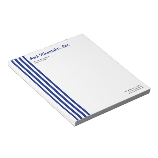 Navy Blue White Stripes Professional Versatile Notizblock (angewinkelt)