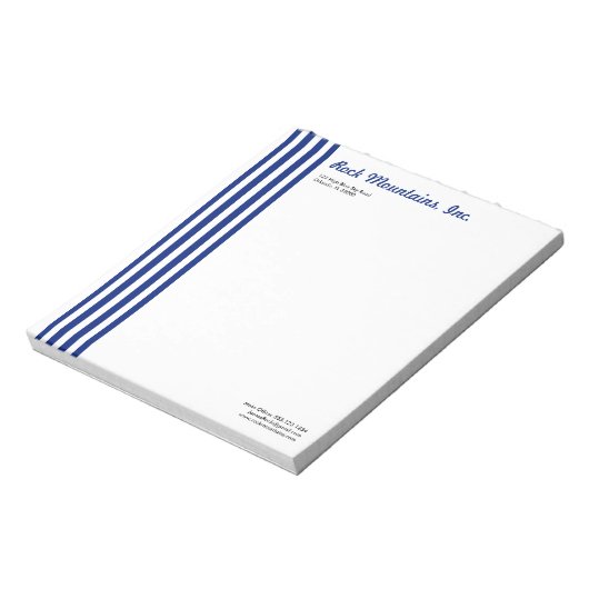 Navy Blue White Stripes Professional Versatile Notizblock (Rotiert)