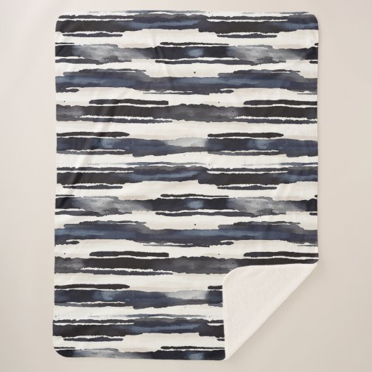 Navy Blue White Stripes Sherpadecke (Vorderseite)