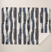 Navy Blue White Stripes Sherpadecke (Vorderseite (Horizontal))