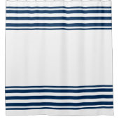 Navy Blue White Stripes Shower Curtain Nautical Duschvorhang (Vorderseite)
