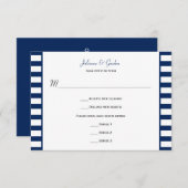 Navy Blue White Stripes Theme UAWG RSVP Karte (Vorne/Hinten)