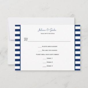 Navy Blue White Stripes Theme UAWG RSVP Karte