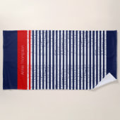navy blue & white stripes with name strandtuch (Vorderseite)