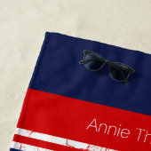 navy blue & white stripes with name strandtuch (Beispiel)
