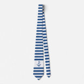 Navy-Blue & white stripes with nautical anchor Krawatte (Vorderseite)