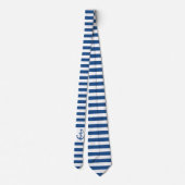 Navy-Blue & white stripes with nautical anchor Krawatte (Rückseite)
