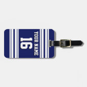 Navy Blue White Team Jersey Name Gepäckanhänger (Vorderseite horizontal)