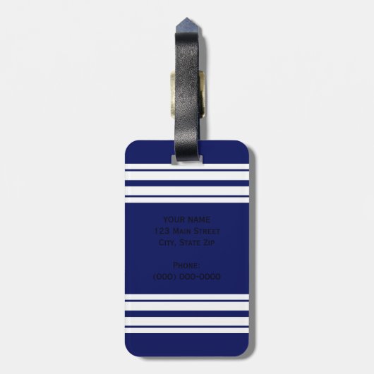 Navy Blue White Team Jersey Name Gepäckanhänger (Rückseite vertikal)