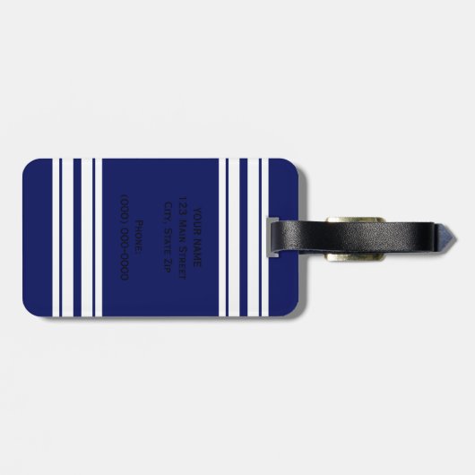 Navy Blue White Team Jersey Name Gepäckanhänger (Rückseite horizontal)