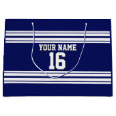 Navy Blue White Team Jersey Name Große Geschenktüte (Vorderseite)