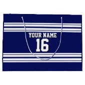 Navy Blue White Team Jersey Name Große Geschenktüte (Rückseite)
