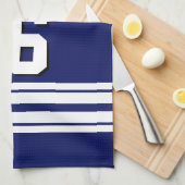 Navy Blue White Team Jersey Name Handtuch (Viertel Falte)