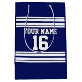 Navy Blue White Team Jersey Name Mittlere Geschenktüte (Vorderseite)