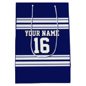 Navy Blue White Team Jersey Name Mittlere Geschenktüte (Rückseite)