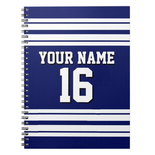 Navy Blue White Team Jersey Name Notizblock (Vorderseite)