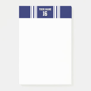 Navy Blue White Team Jersey Name Post-it Klebezettel