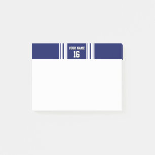 Navy Blue White Team Jersey Name Post-it Klebezettel