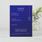 Navy Blue & White Text Rough Textur Save the Date Einladung (Stehend Vorderseite)