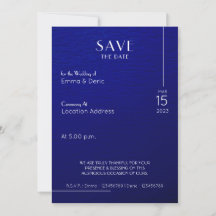 Navy Blue & White Text Rough Textur Save the Date