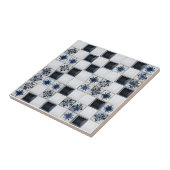 Navy Blue White Tile Muster Fliese (Seite)