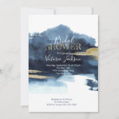 Navy Blue White und Gold Watercolor Brautparty Einladung (Vorderseite)